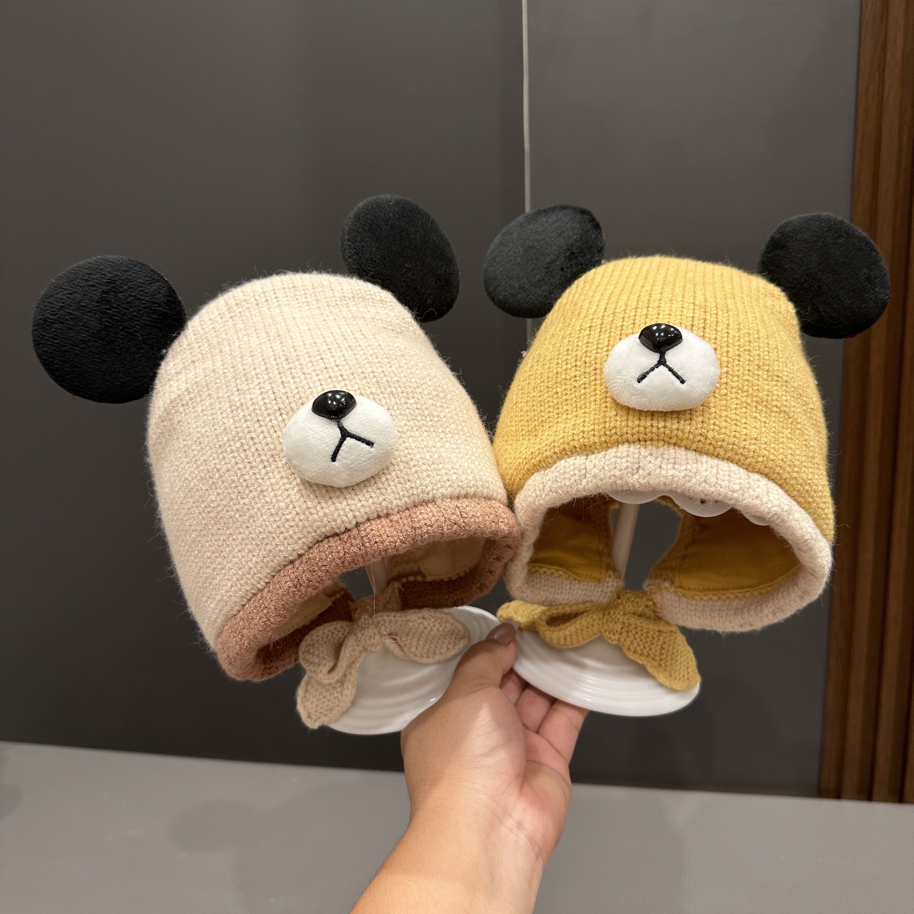 婴儿帽子秋冬季保暖护耳帽防风套头帽宝宝毛线帽子休闲百搭包头帽