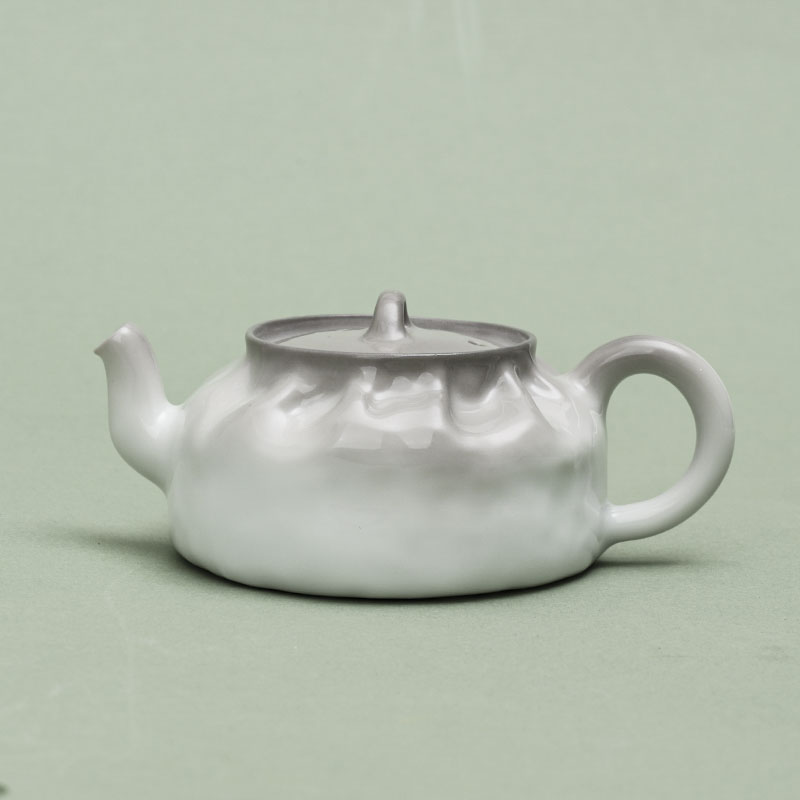 何白龙窑 柴烧白瓷超薄“豆包”壶功夫茶具泡茶壶中式复古礼盒装
