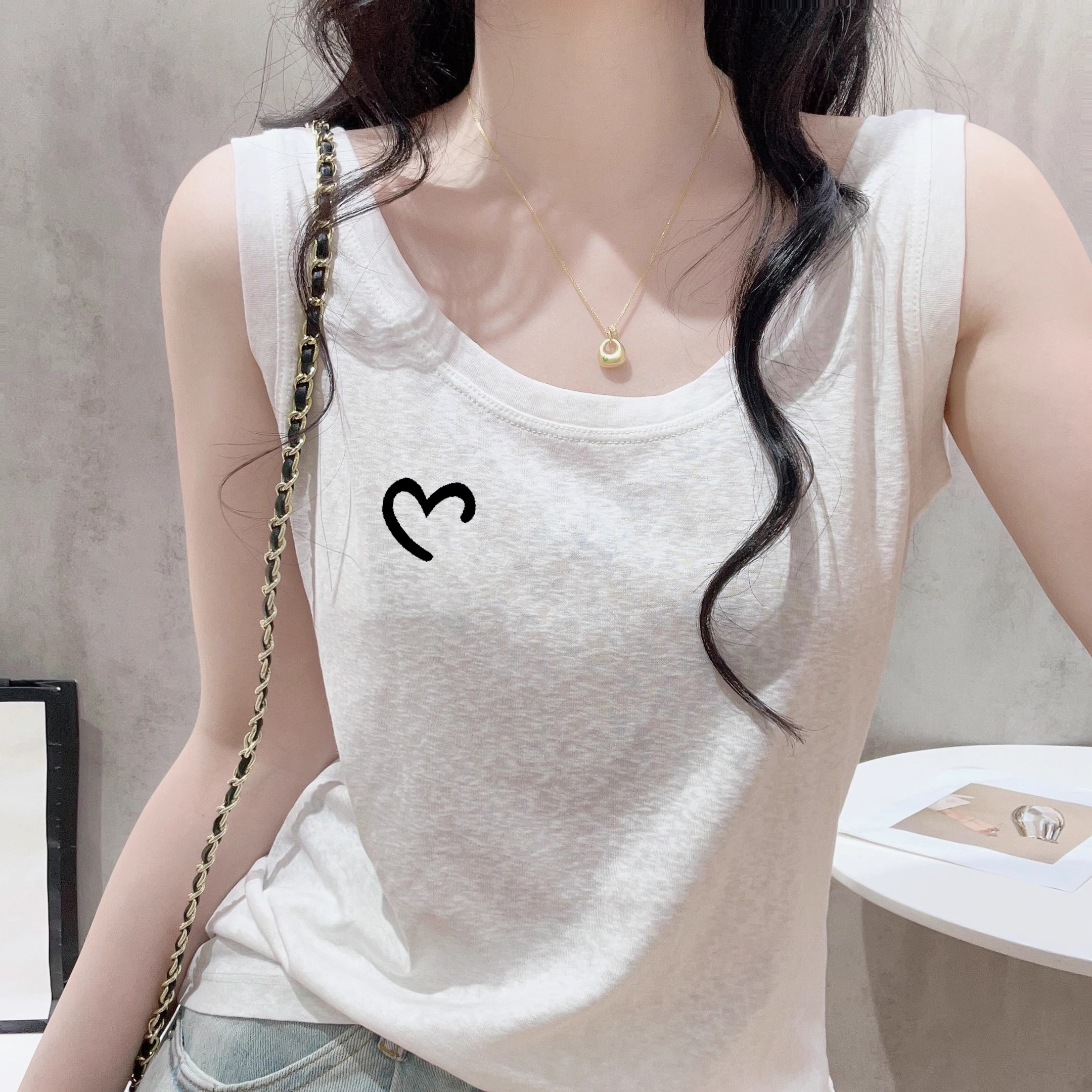 雪花棉2025夏季爆款印花背心女学生休闲宽松显瘦内搭打底上衣ins