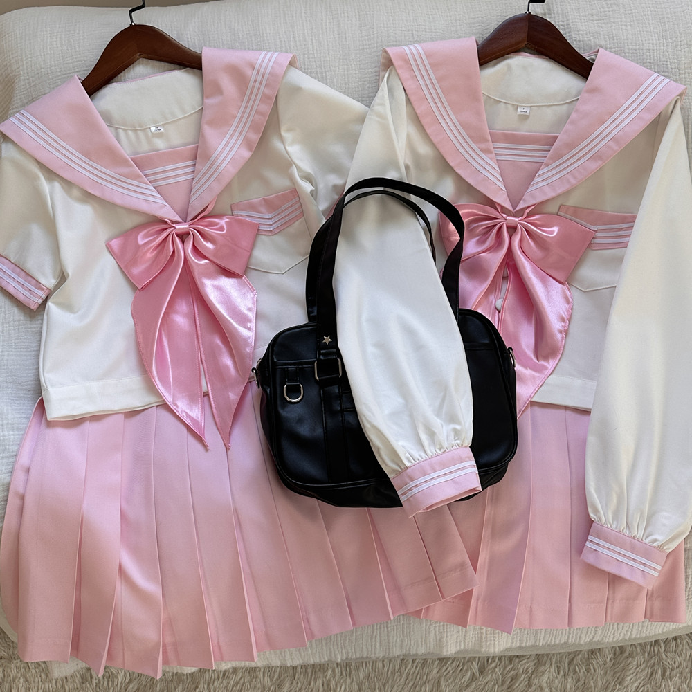 熊补补原创正版粉色jk制服女日系学院风甜美水手服长袖基础款套装