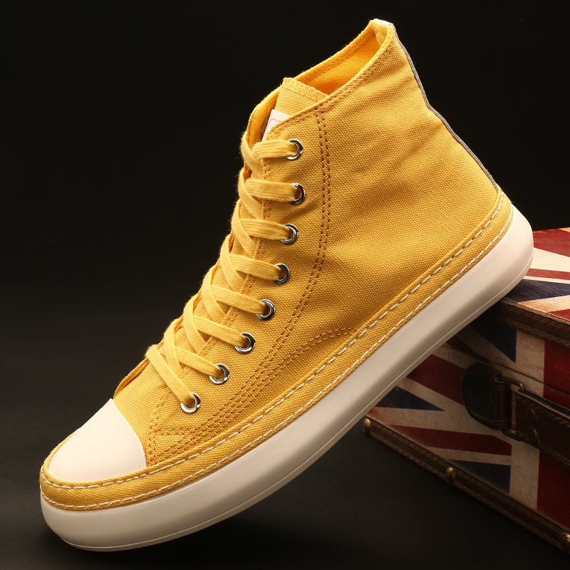男鞋2025年新款春季男士帆布鞋韩版百搭高帮休闲布鞋春秋透气板鞋