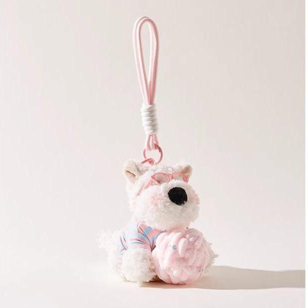 毛绒可爱冰淇淋西高地书包挂件潦草小狗钥匙扣挂饰卡通礼物公仔LQ