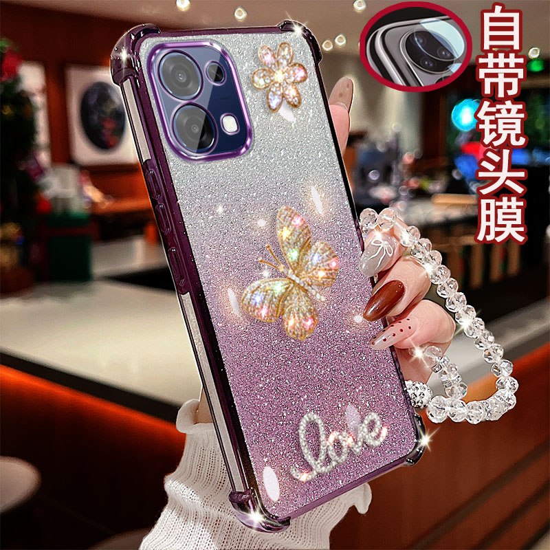 适用oppo a6手机壳PLS120镶钻彩蝶四角气囊防摔镜头套全包边网红