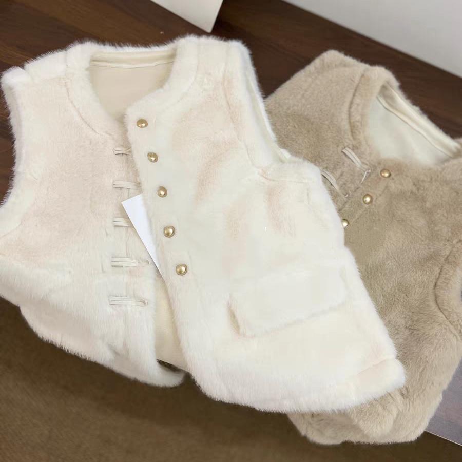 中国风毛马甲女冬仿皮草国风短款皮毛一体马夹上衣冬季毛毛坎肩