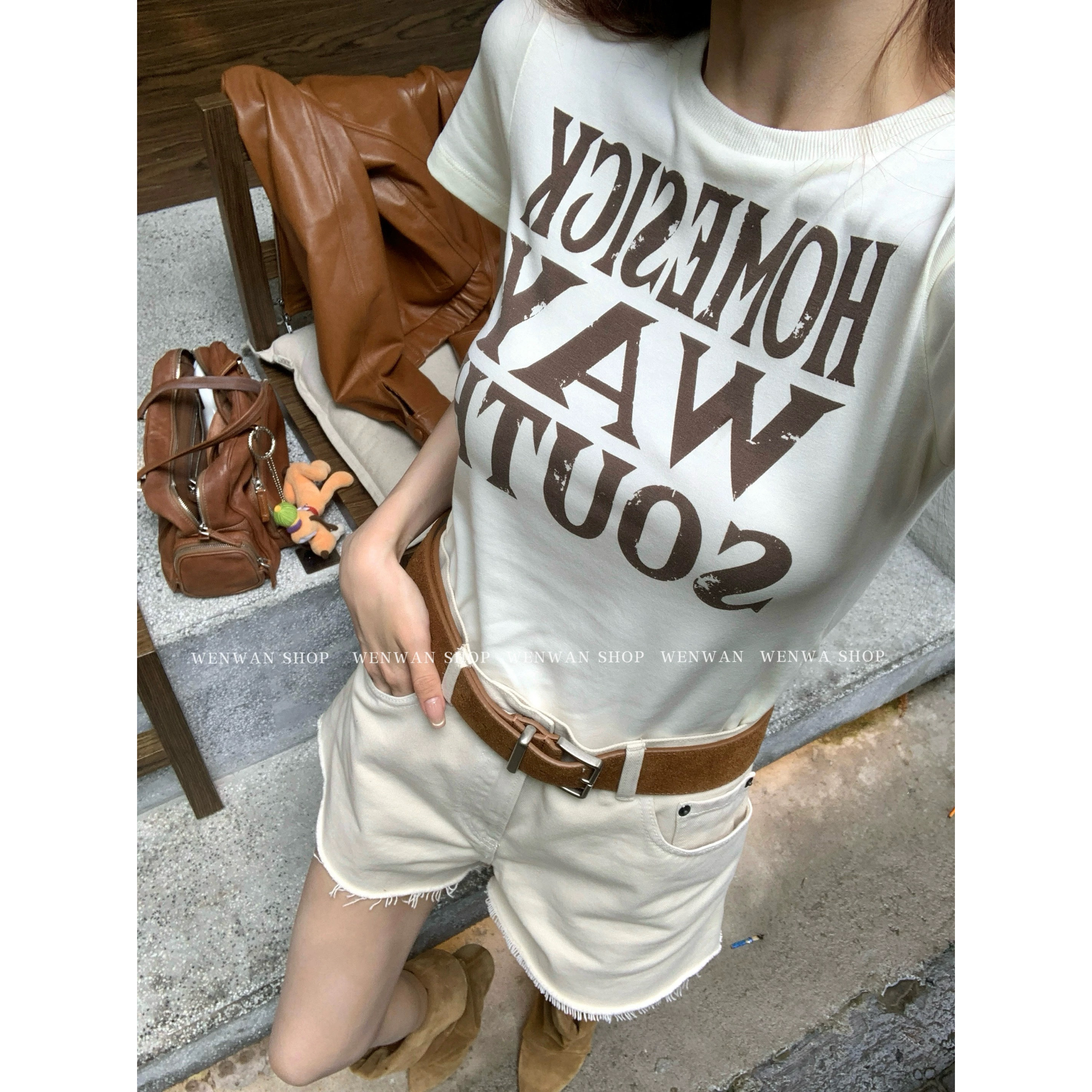 【韩女统治区】2色～字母印花韩系短袖T恤