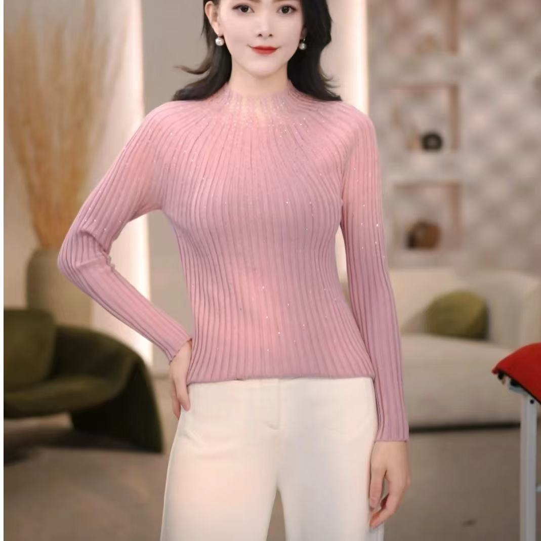 半高领2025百搭秋冬新款精致女上衣显瘦打底套头外穿针织H5-29