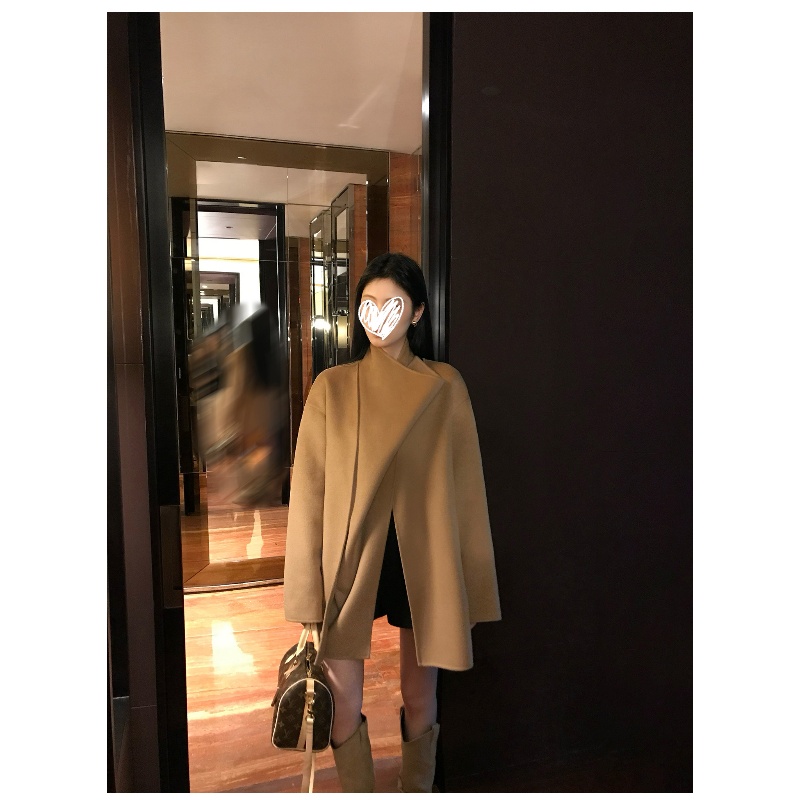 荡领多穿法斗篷外套不规则双面呢大衣静奢极简风上衣女秋冬00959