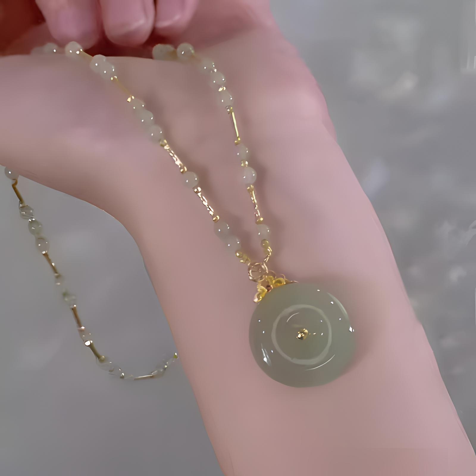 铜合金吊坠 复古绿平安扣简约轻奢风女士锁骨链铜合金镀层高级感