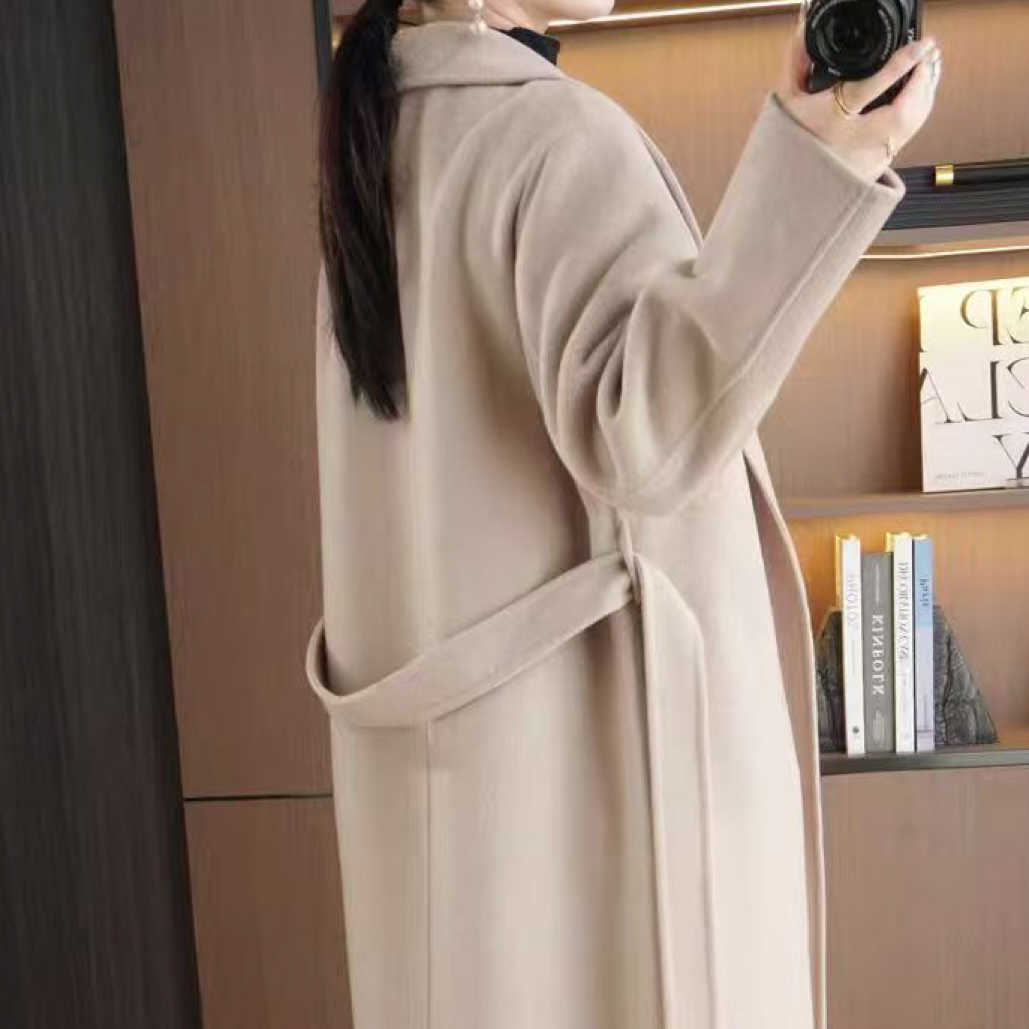 扣号直播间链接经典双面呢中长款秋冬季保暖女士大衣