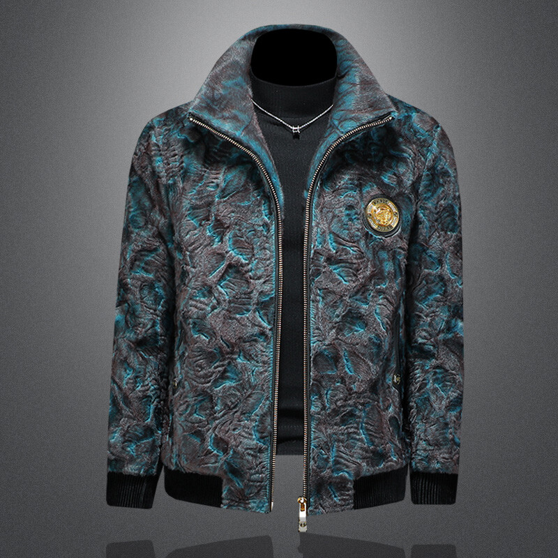 POETIBONET/佩托本那冬季立领男加厚皮毛一体外套夹克轻奢欧货潮