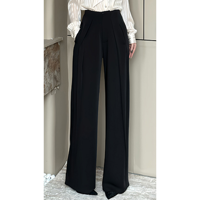 格娜秋季新款百搭女士高腰小个子休闲裤显瘦女装百搭垂坠感阔腿裤