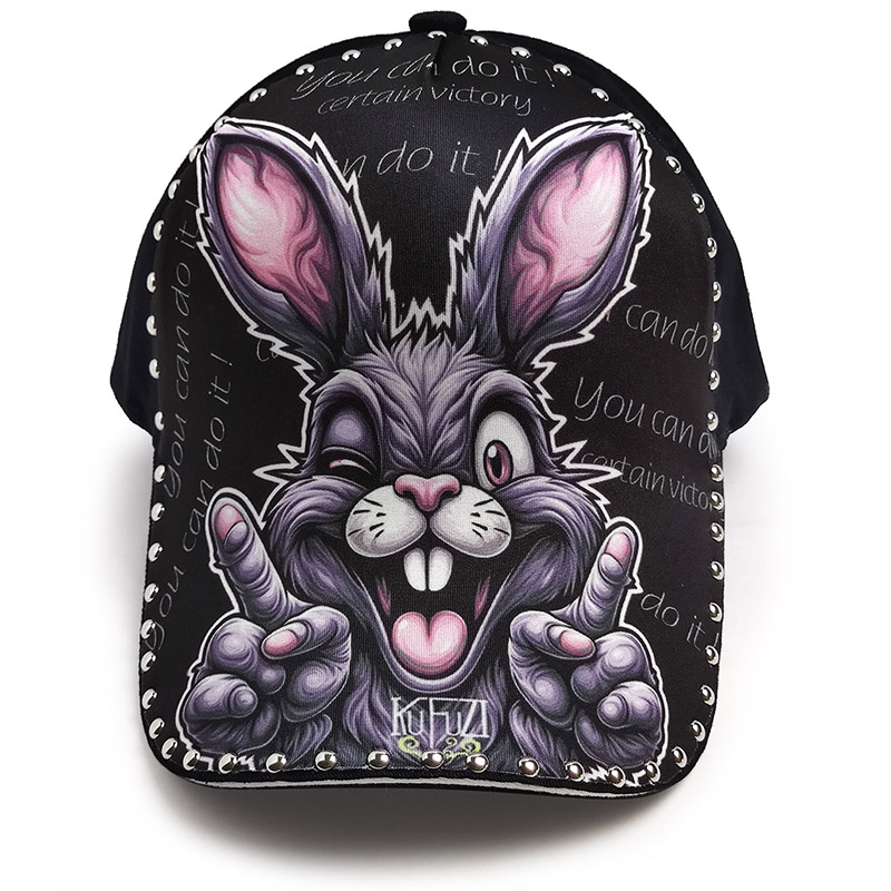 帽子兔子印花男款霸气高颜值秋冬硬顶鸭舌帽女新款棒球帽户外帅气