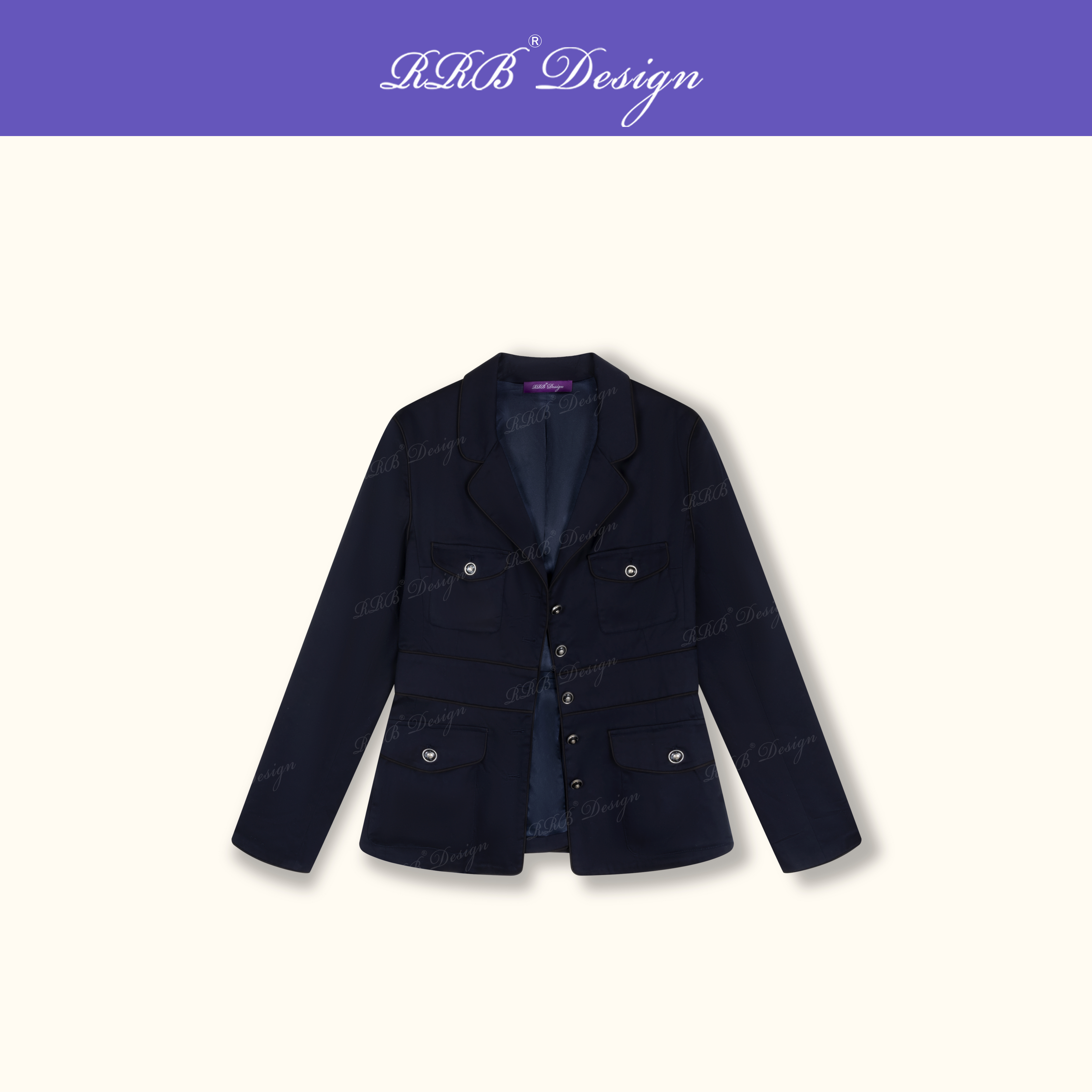 RRB Design 「中古小香」定染重工立裁辑边气质多口袋长袖外套