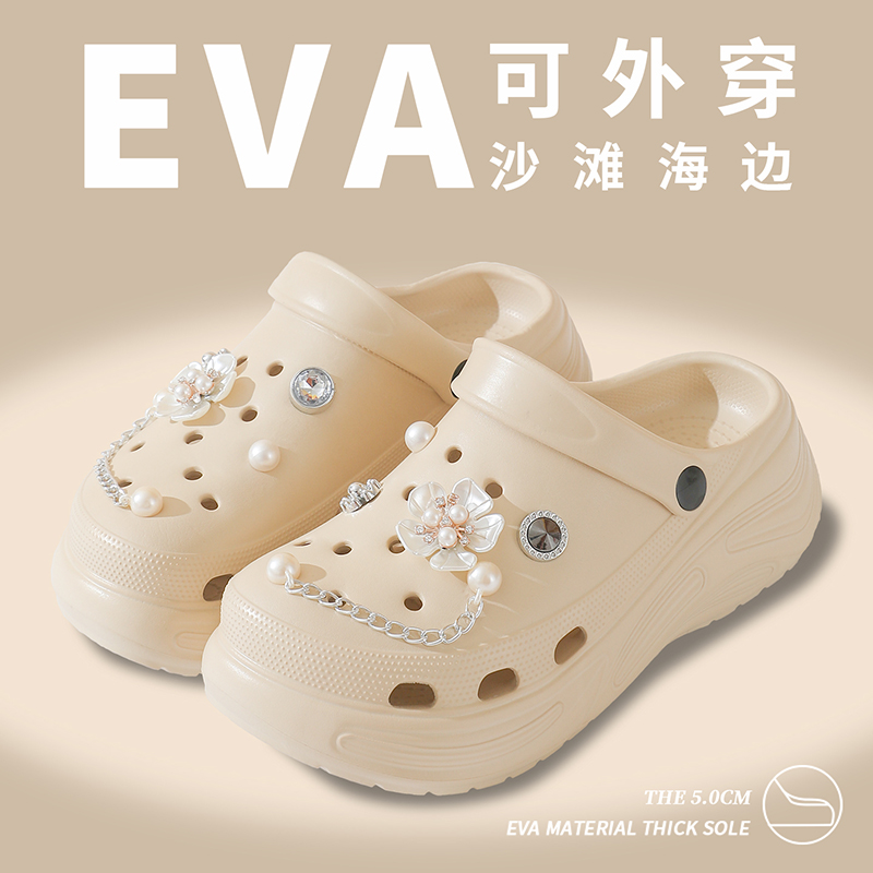 新款洞洞鞋女外穿网红可爱包头凉拖鞋夏季防滑厚底踩屎感沙滩凉鞋