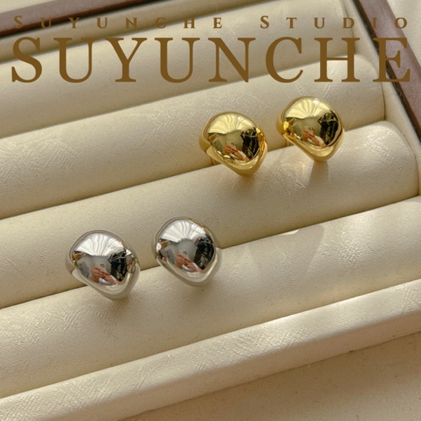 钛钢耳饰 Suyunche2842气质轻奢光面小巧豆豆精致耳钉耳环