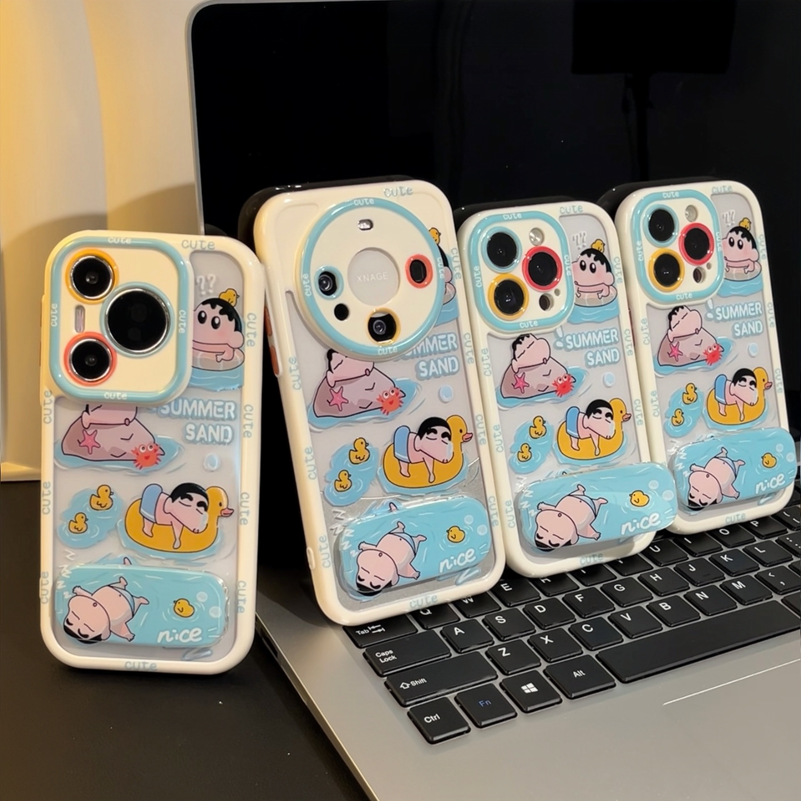 雅天立夏日清凉游泳小新适用苹果iPhone16手机壳华为vivo小米oppo