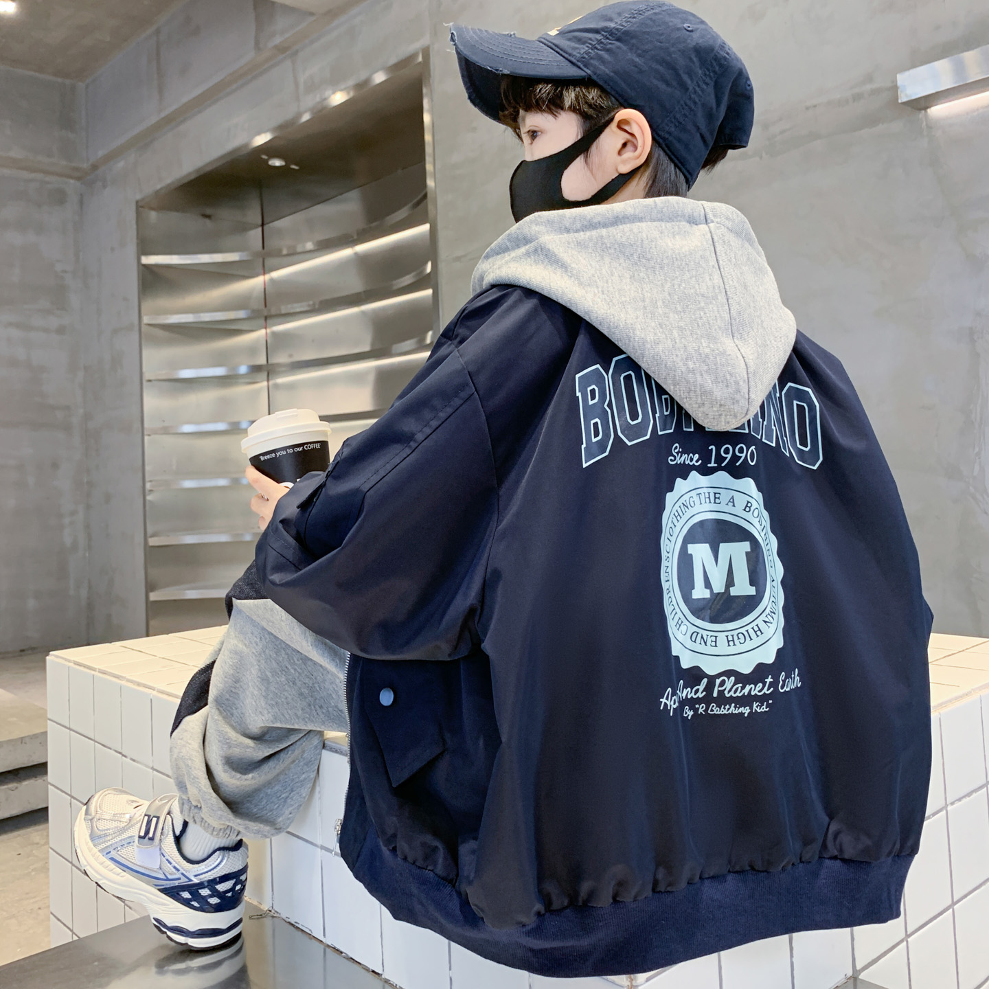 儿童装男童秋装假两件外套2025新款春秋款中大童夹克秋季男孩风衣