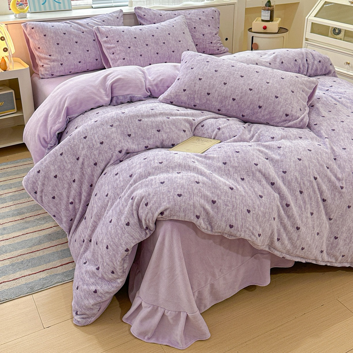 2025秋冬新款加厚双面牛奶绒四件套冬季保暖活性印花加绒抗静电