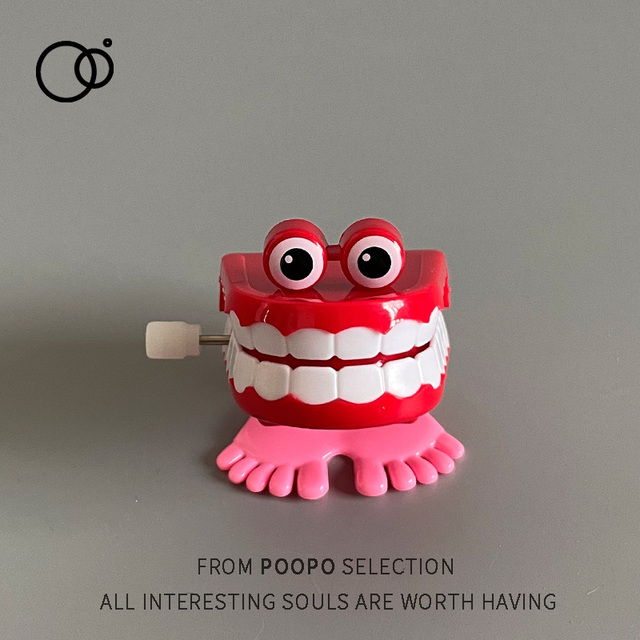 搞笑牙上弦上链条发条小玩具机械跳跳牙齿无聊解压口腔创意小礼品