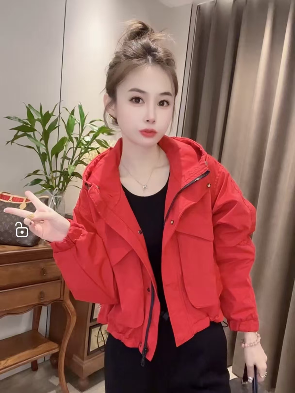 欧货韩版高端百搭休闲时尚二棉秋冬新款洋气减龄显瘦长袖连帽外套
