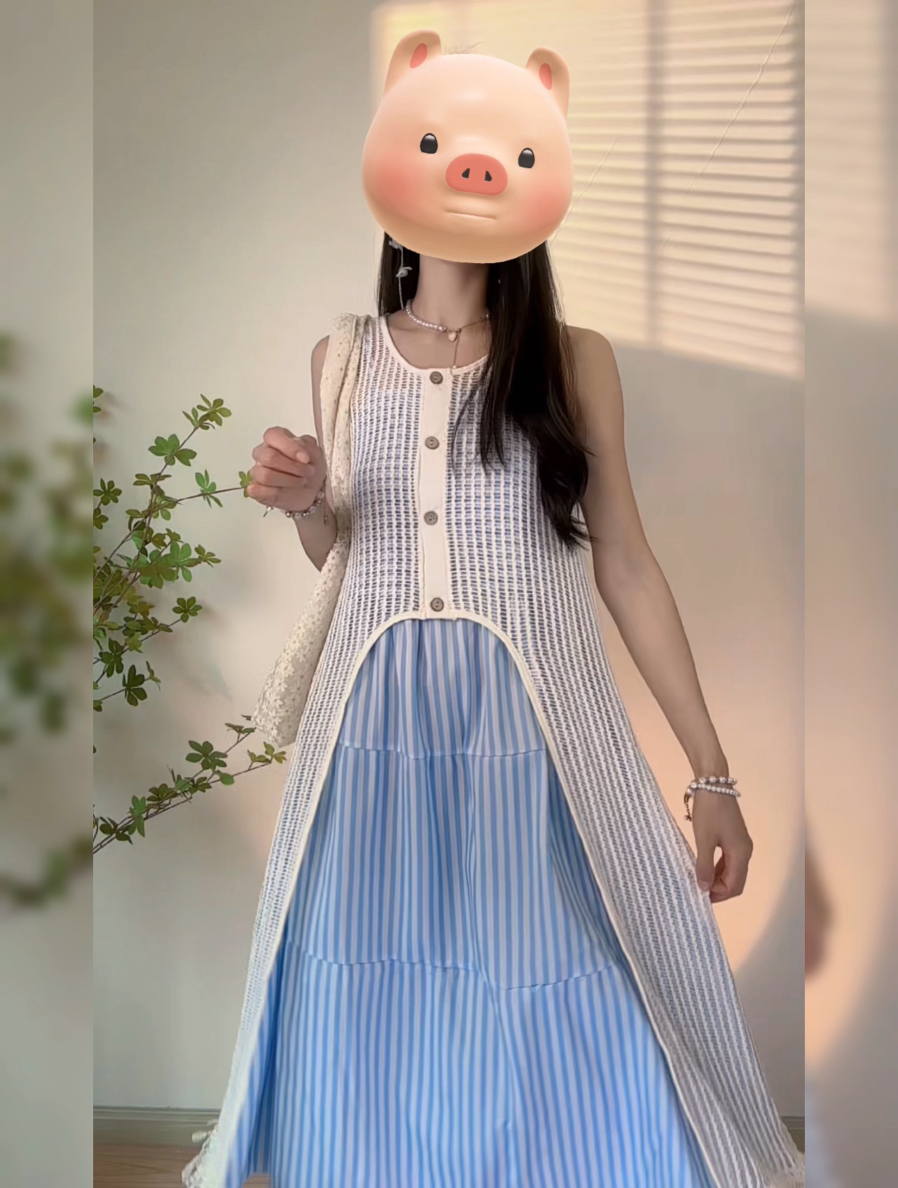 2025设计感小众蕾丝流苏针织连衣裙女夏季新款镂空罩衫裙长裙套装