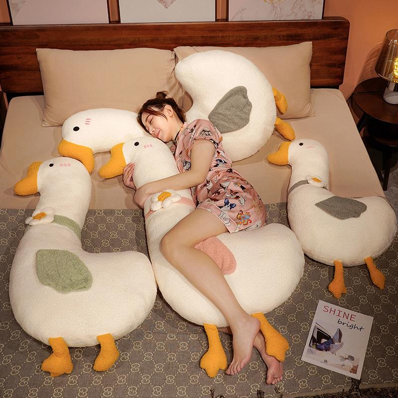 日本デパート网红大白鹅抱枕长条枕女生睡觉床上枕头超软可爱毛绒