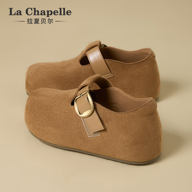 拉夏贝尔全包勃肯鞋女2025新款秋冬超火一脚蹬增高休闲厚底博肯鞋