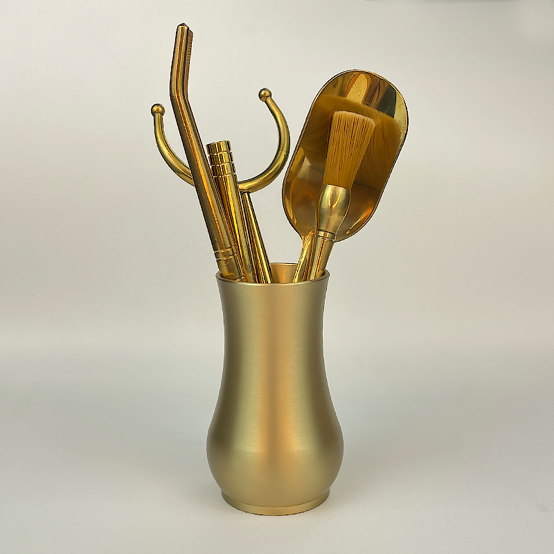 黄铜茶道六君子茶桌摆件