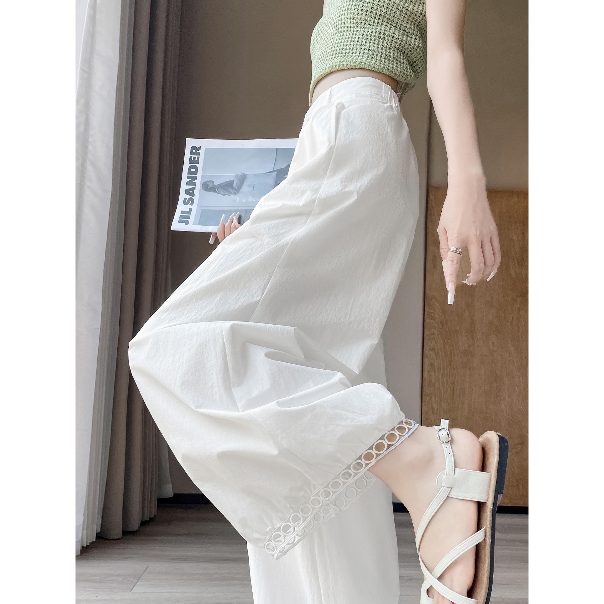 冰丝花边灯笼裤女2025夏季薄款高腰显瘦宽松休闲小个子九分阔腿裤