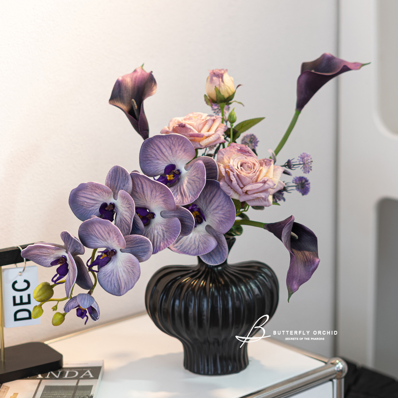 高端设计款蝴蝶兰仿真花束装饰摆件客厅餐桌假花花艺摆设装饰花