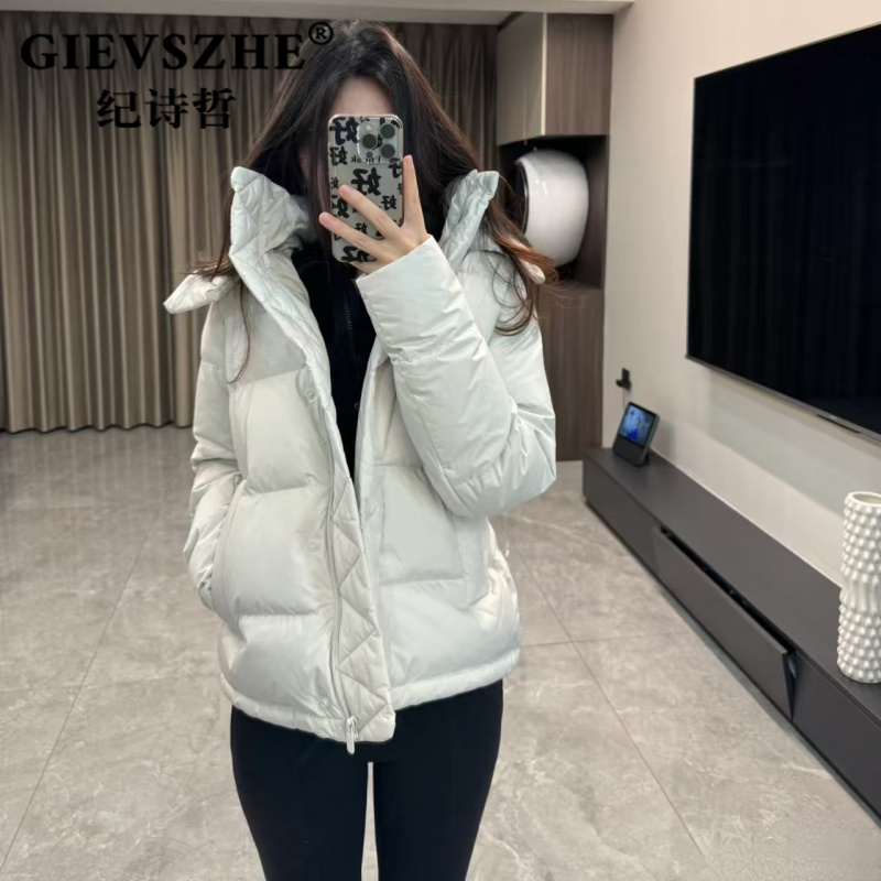 纪诗哲五格泡芙羽绒服2025冬季新款小个子连帽加厚短款面包服外套