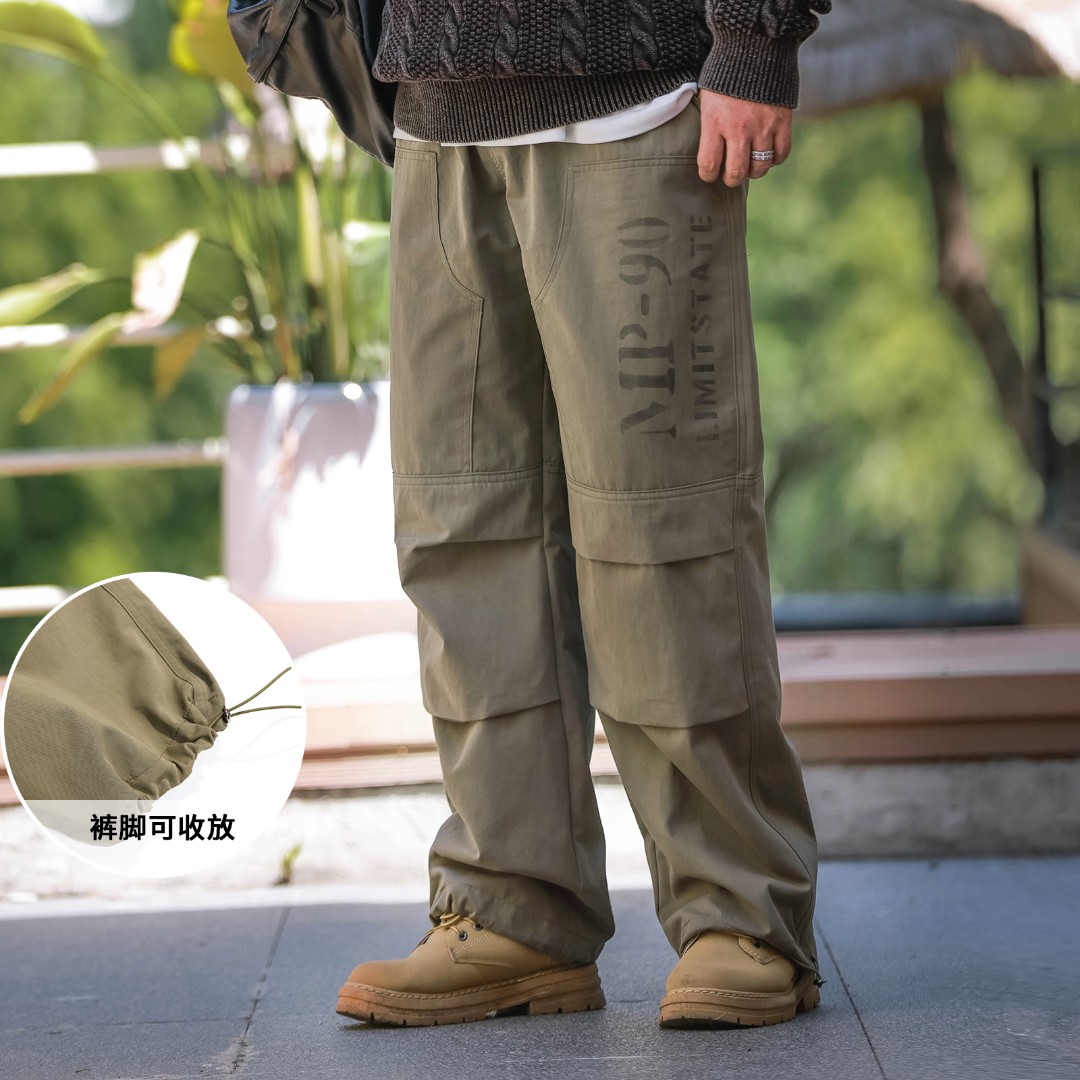 徐天霸大码美式军事风廓形帅气复古显瘦直筒工装裤户外束脚休闲裤
