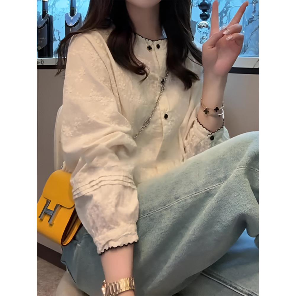 【南韩少女】2025新款早春小香风气质白色时尚休闲春季百搭衬衣衬衫