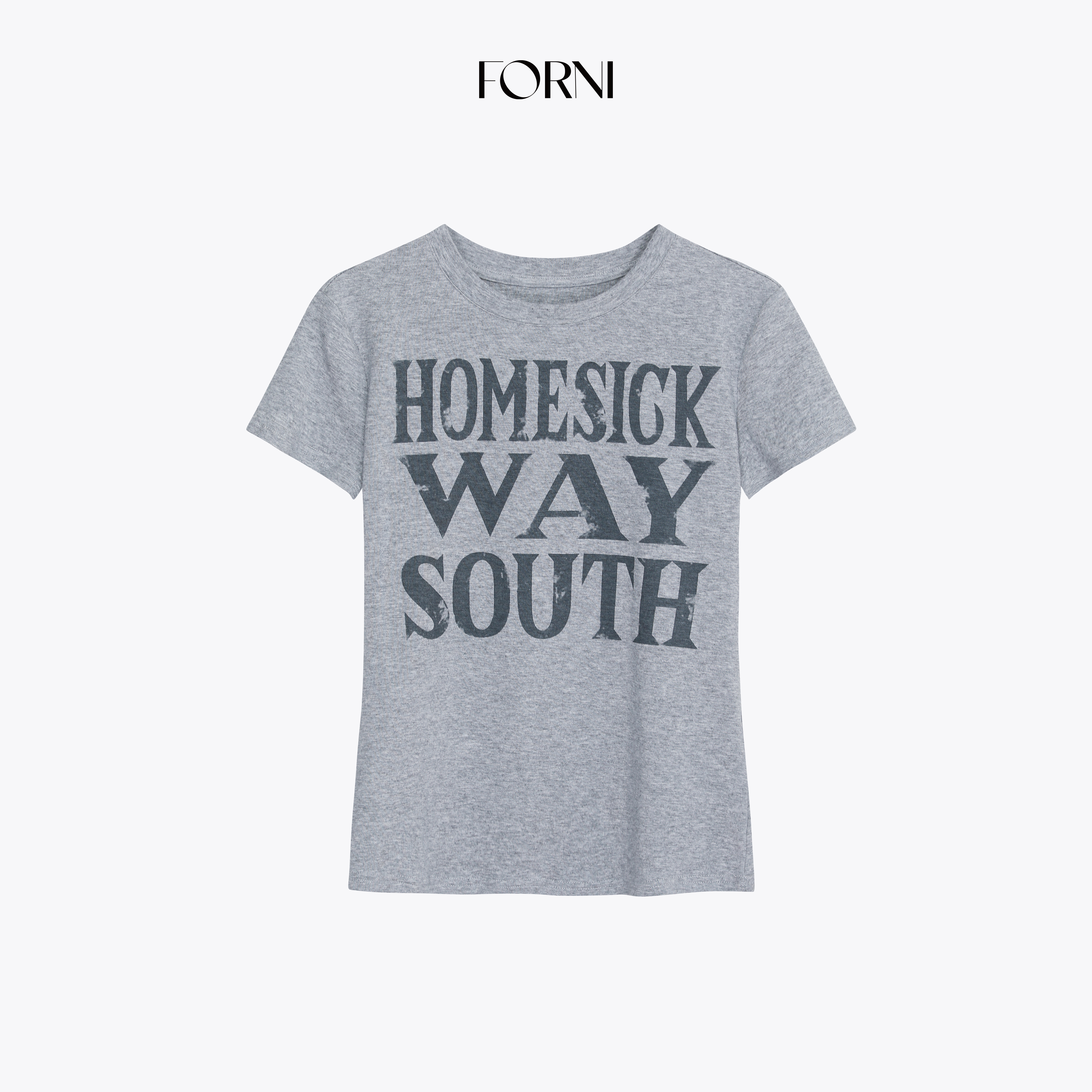 FORNI 小蛮腰tee 立裁掐腰显瘦精梳棉天丝美式字母印花正肩T恤