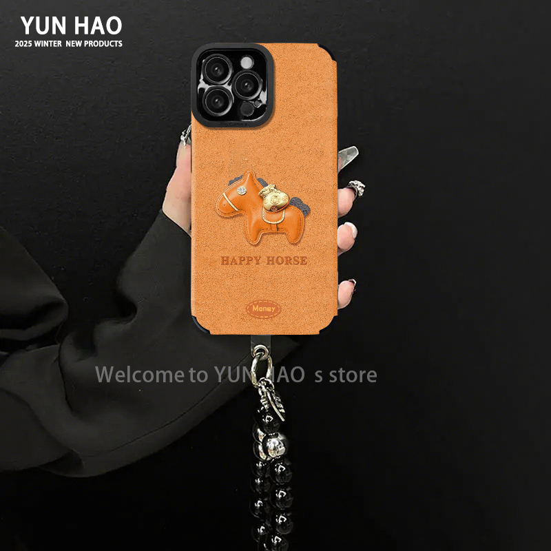 小马橙适用苹果17vivo华为oppo小米15瞳眼全包小羊皮手机壳女款