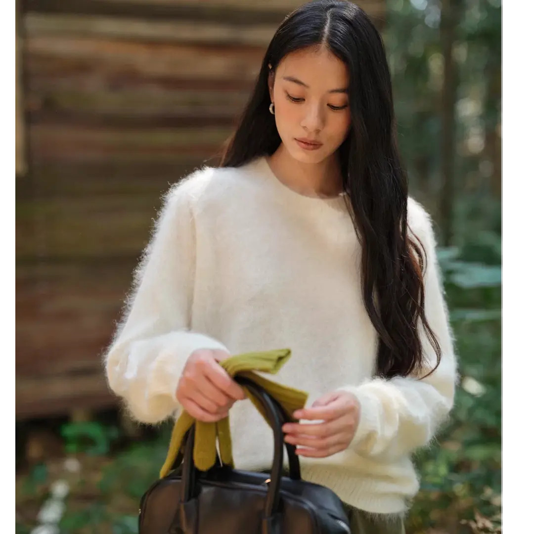 100%纯山羊绒衫女宽松慵懒廓形欧货秋冬新款针织加厚软糯拉绒毛衣