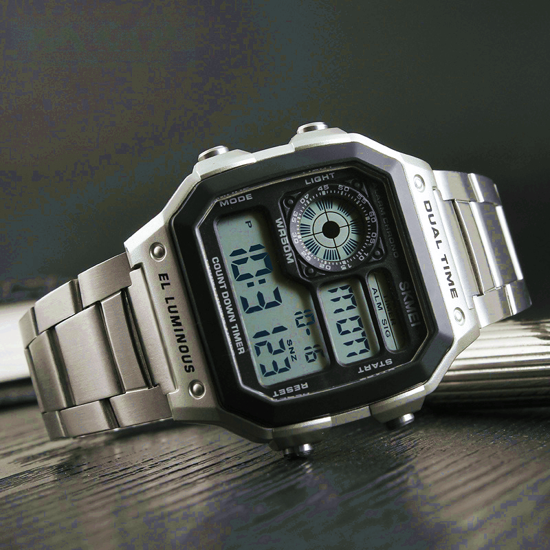 复古男士运动小方块情结数字式电子表简约防水夜光日韩款帅气手表