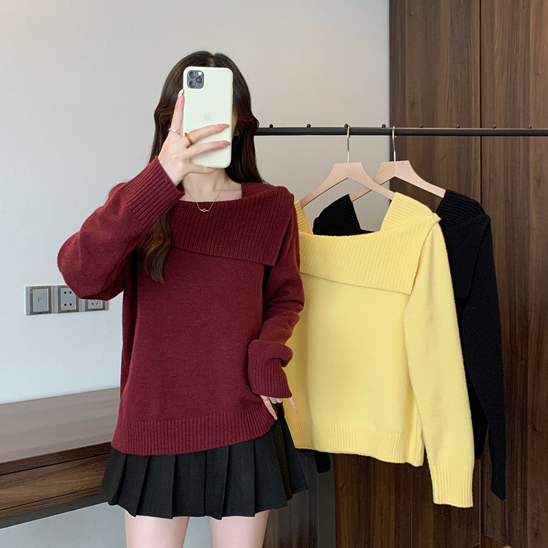 TJ71804大码MM春秋新款女时尚百搭长袖春秋显瘦软糯保暖针织上衣