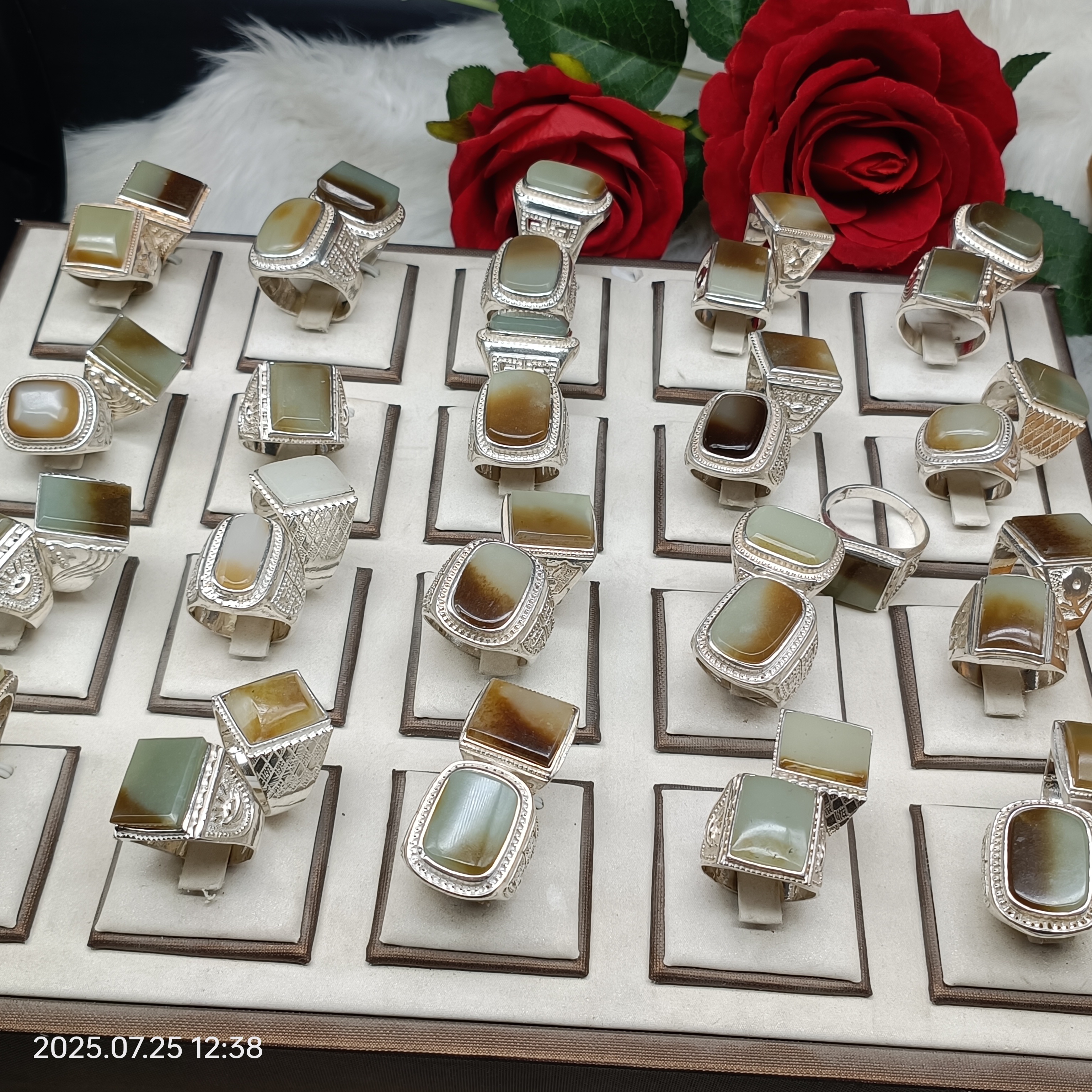 不锈钢仿珍珠戒指 时尚男女通款戒指 قاشتاش كۆزلۈك كۈمۈش ئۈزۈك