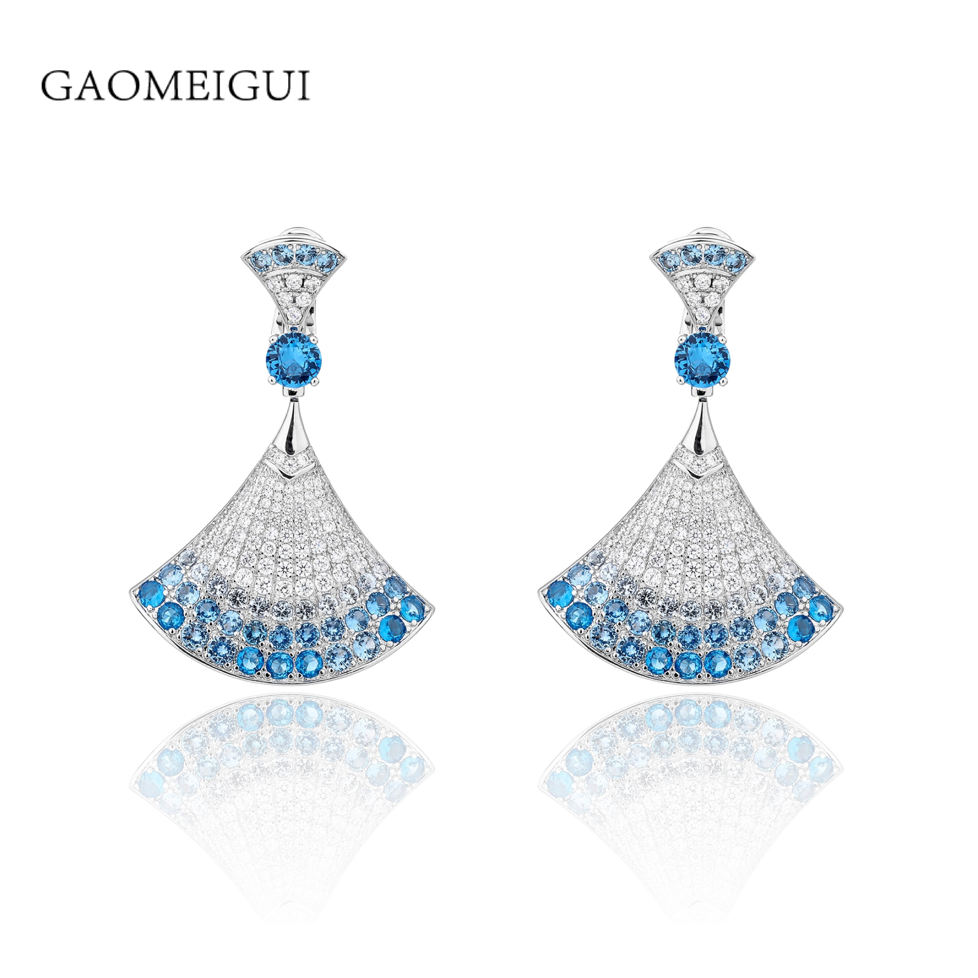 合金合成锆石耳饰 GAOMEIGUI品牌 G1033蓝/粉裙子耳环