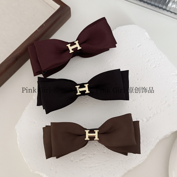 Pink Girl X979新款原创简约蝴蝶结香蕉夹百搭通勤竖夹气质高马尾