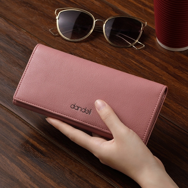 丹德立长款钱包女手拿手机包软皮学生钱夹薄2021新款搭扣简约皮夹