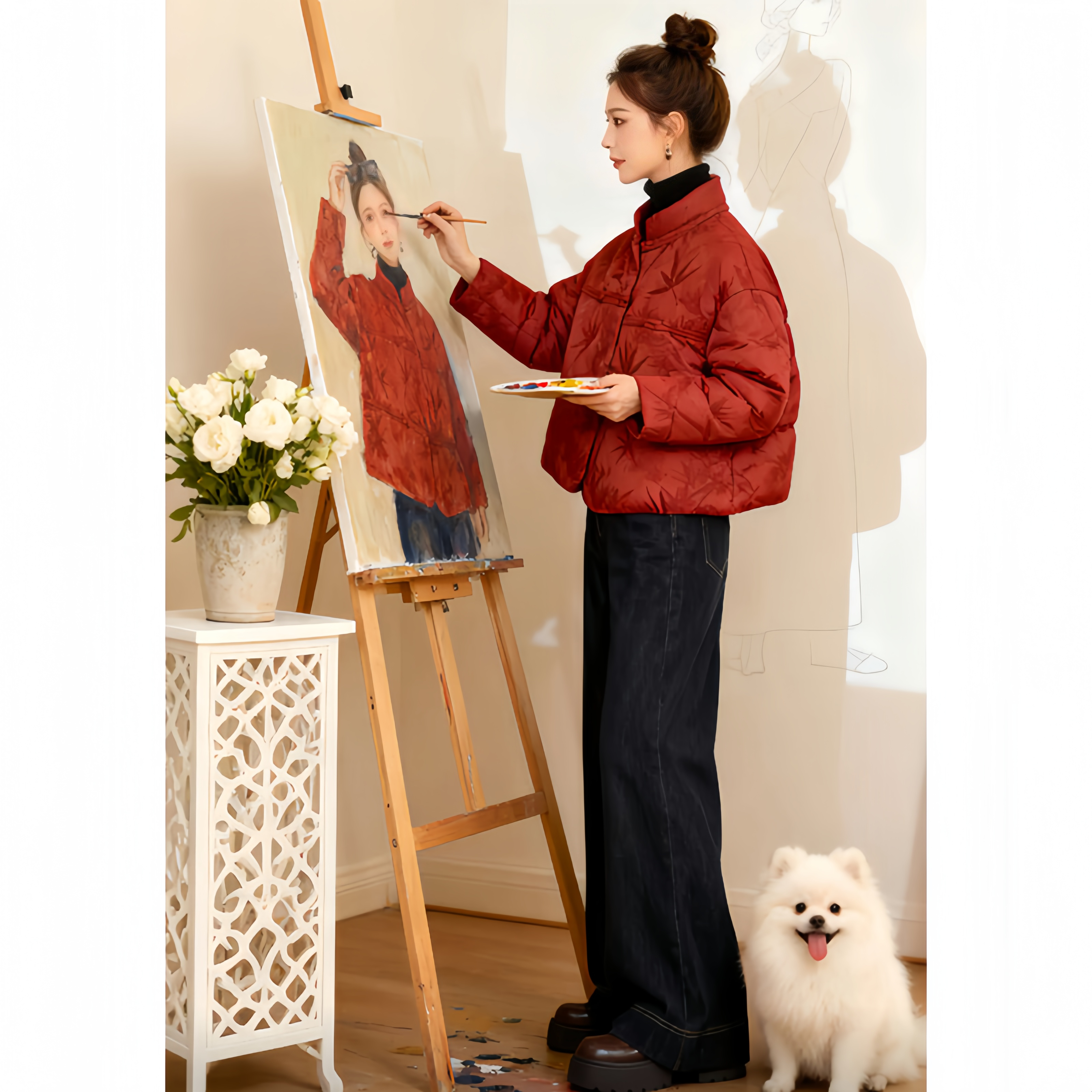 【中式美学】新中式国风盘扣棉服外套女秋冬新款保暖新年战袍