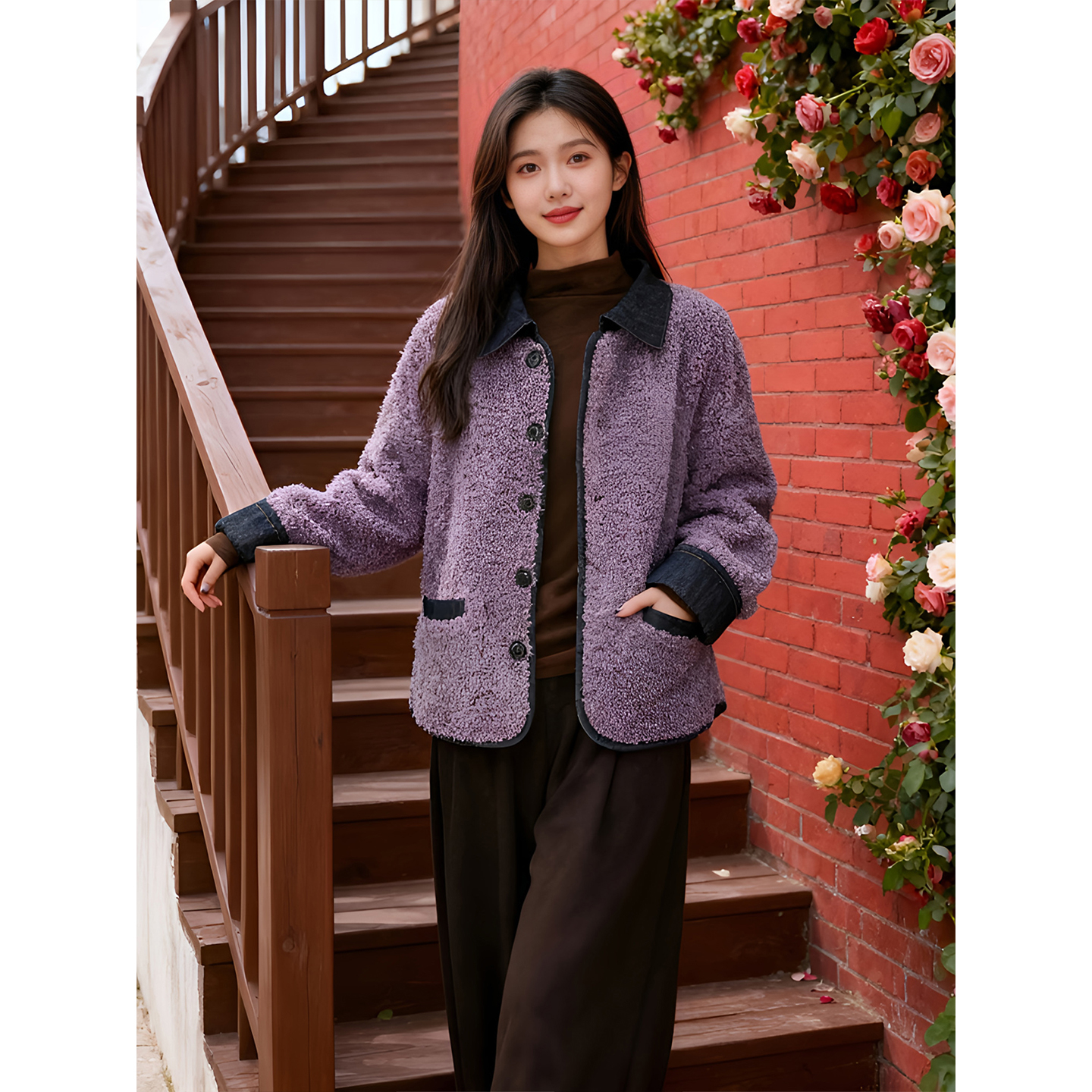 2025秋冬新款复古甜酷风毛绒短外套女软糯保暖小个子显高显瘦上衣