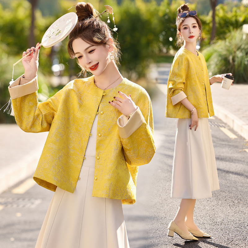 外套气提花质古风中式2025新款文艺中国风小个子时尚宽松女装上衣
