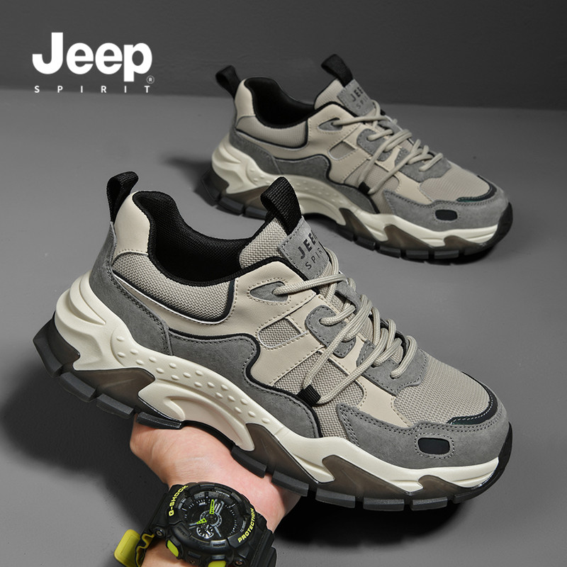 JEEP吉普男鞋2025爆款网面男生运动老爹鞋干净感痞帅男士休闲鞋