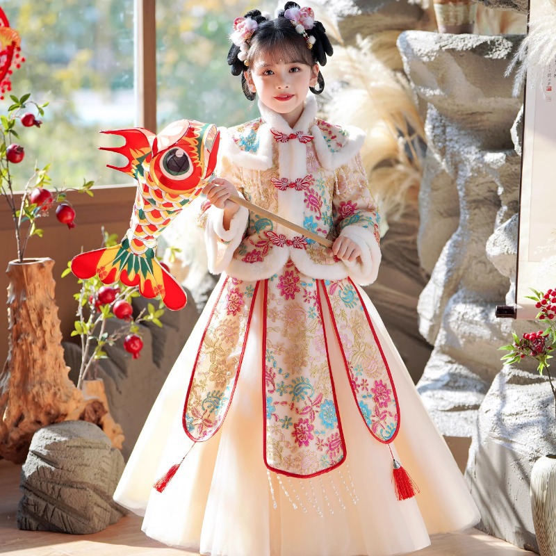 品牌男童女童新年中国风拜年汉服套装儿童古装中国风秋冬拜年服加