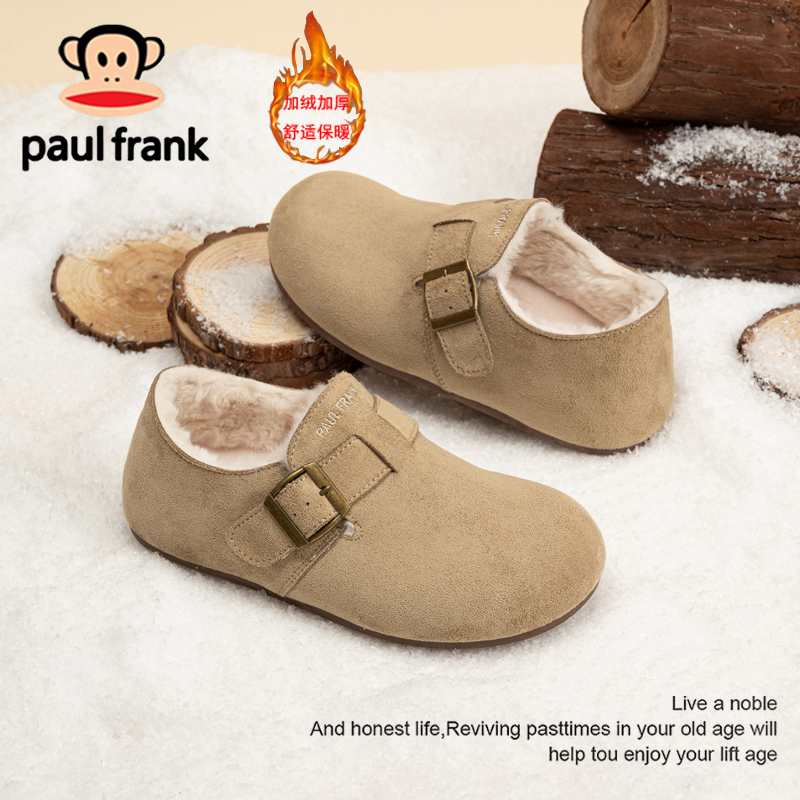 大嘴猴勃肯棉鞋女2025冬季新款加绒保暖鞋复古港风一脚蹬轻便女鞋