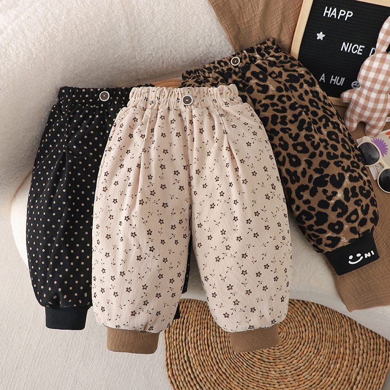 专属三层夹棉加厚可温变抗寒儿童冬季韩系波点温感保暖一条过冬裤