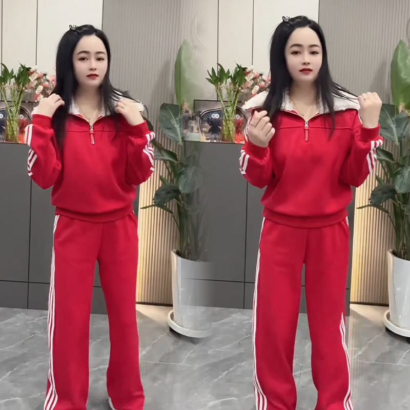 2025秋冬新款时尚显瘦气质网红高档套装女高级百搭宽松大码两件套